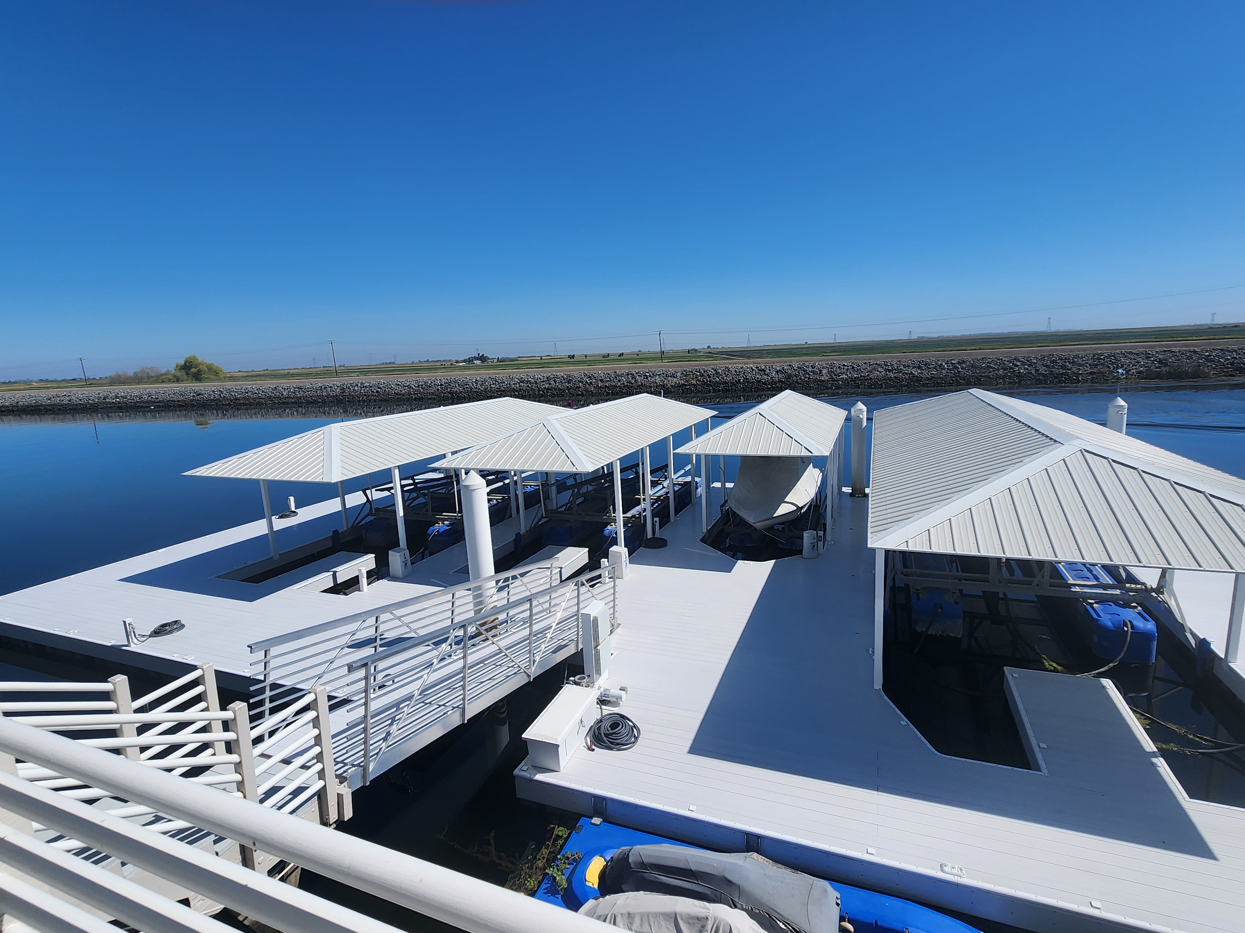 Completed dock improvement project along a residential California waterfront